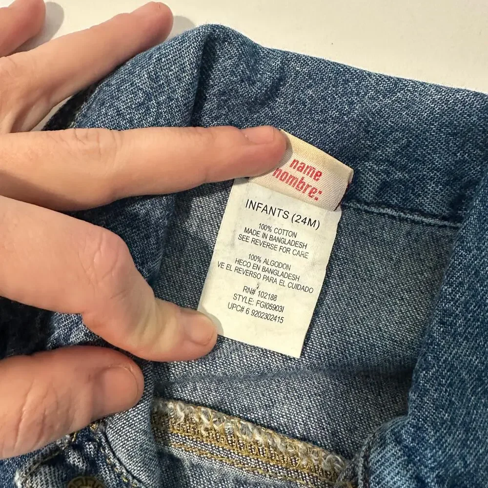 Vintage Faded Glory 100% Cotton Denim Gender Neutral Jean Jacket Sz 24 mo